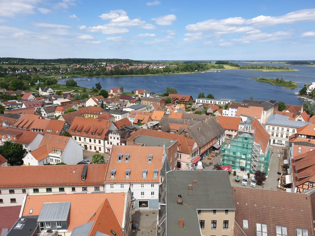 Blick vom Kirchturm der Sankt Petri Kirche Wolgast